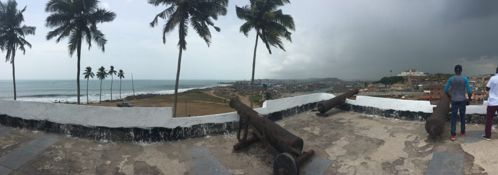 Canonballs on the ramparts at Cape Coast Castle, Ghana. The historical focal point of the British slave trade in West Africa.